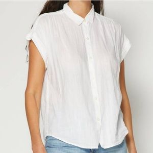 EUC Abercrombie white cap sleeve button down top